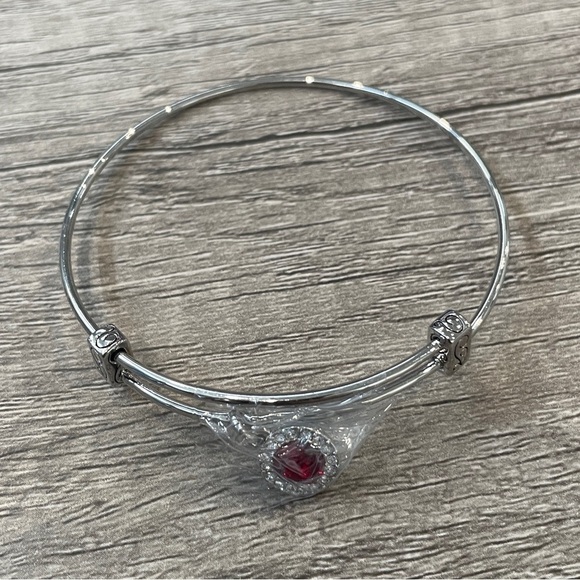 Silver Red Birthstone Round Bracelet - Picture 1 of 4